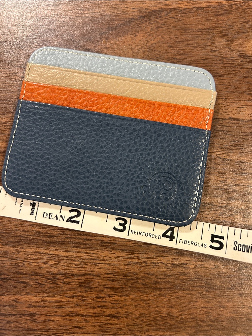 Leather Card Holder Slim Wallet - Navy, Orange, Tan, Light Gray